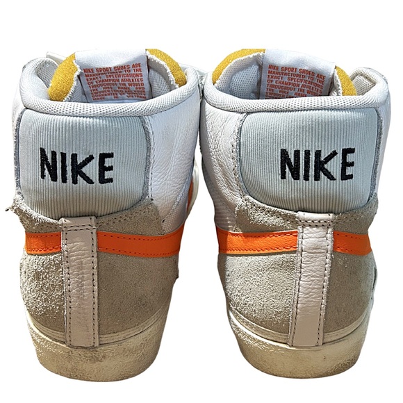 Nike Blazer Mid Size 8 DQ7673-103 White High Top Retro Orange Logo Shoes - Picture 7 of 15
